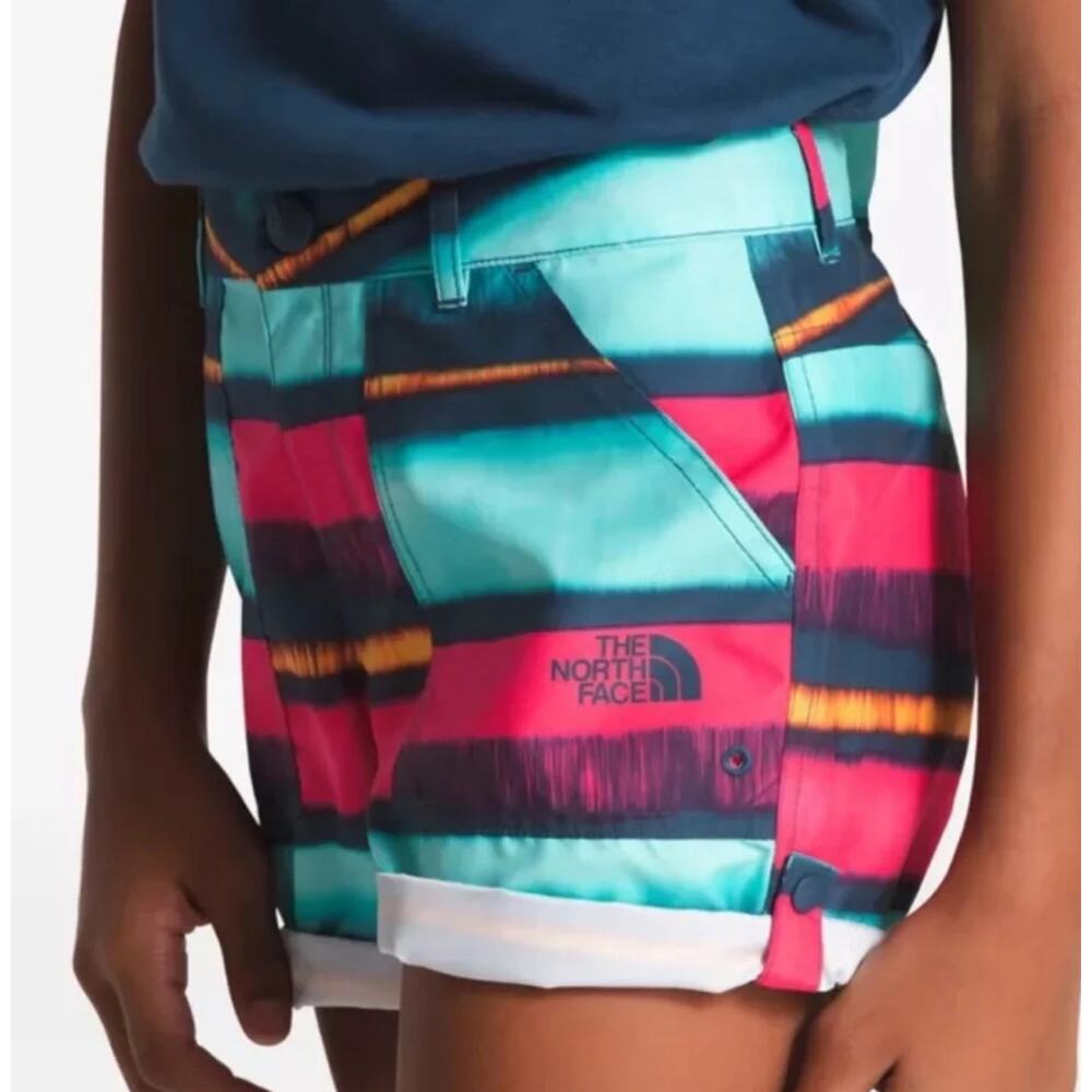 The North Face Girls Class V Shorts Small (7/8) Pink Teal Stripe Board Shorts - Picture 2 of 10